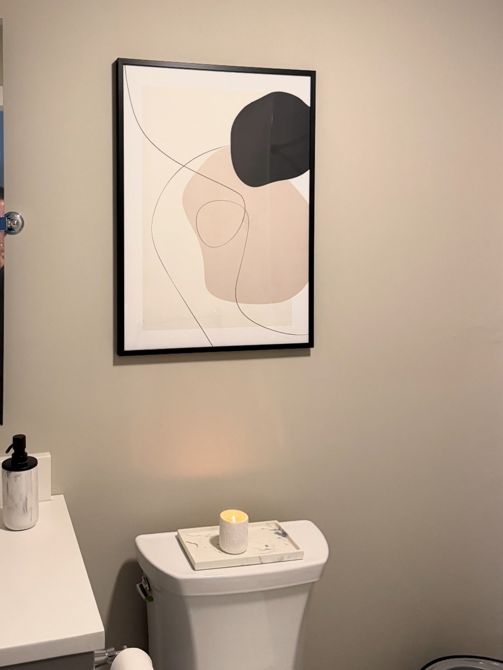 Abstract Beige and Black Framed Wall Art